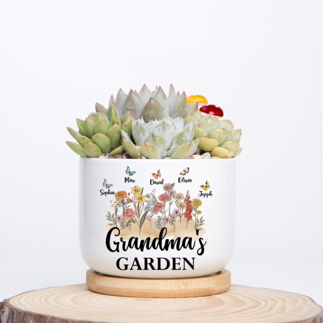 Grandma’s Garden Plant Pot – Custom Birth Month Flowers for Mimi, Mother’s Day Gift