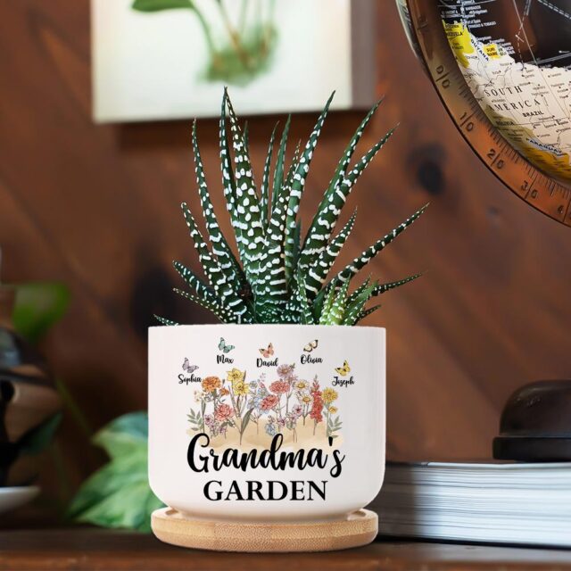 Grandma’s Garden Plant Pot – Custom Birth Month Flowers for Mimi, Mother’s Day Gift