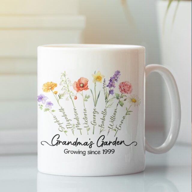 Custom Birth Month Flowers Grandma Plant Pot – Personalized Grandma’s Garden Gift for Mother’s Day