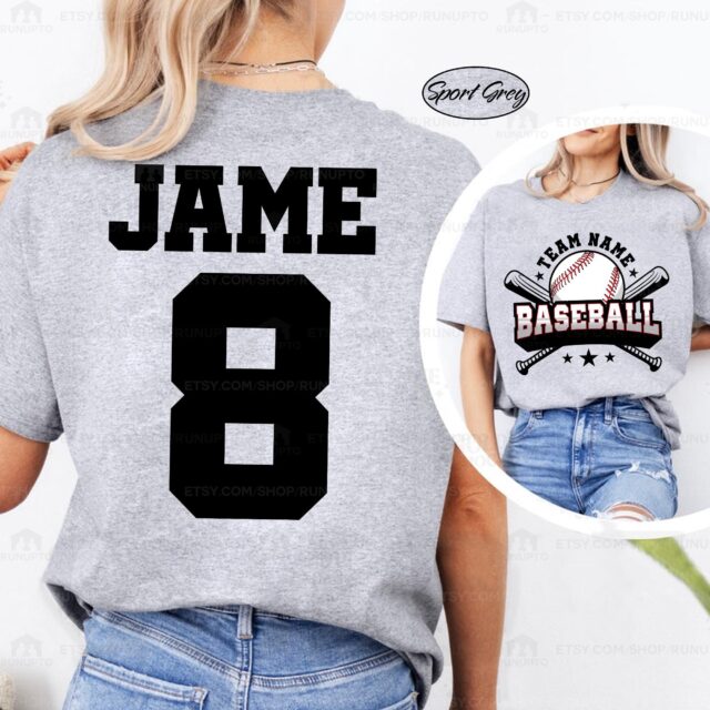 Personalized Baseball Mom Shirt – Custom Name & Number Team Baseball Mama Tee