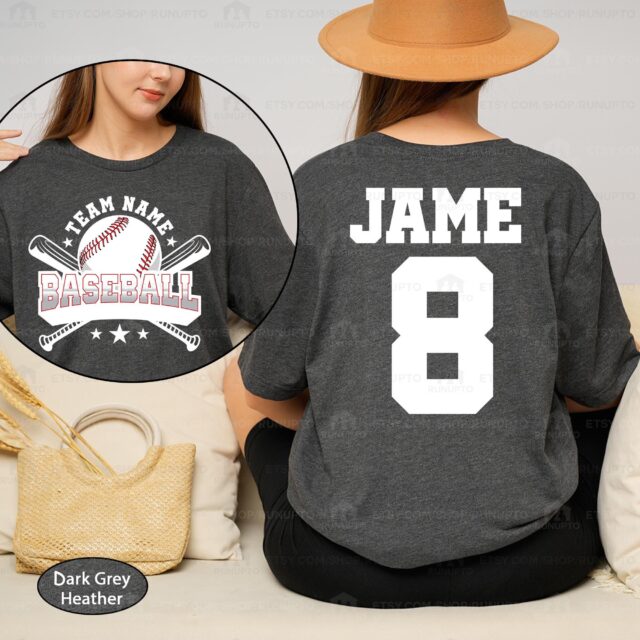 Personalized Baseball Mom Shirt – Custom Name & Number Team Baseball Mama Tee