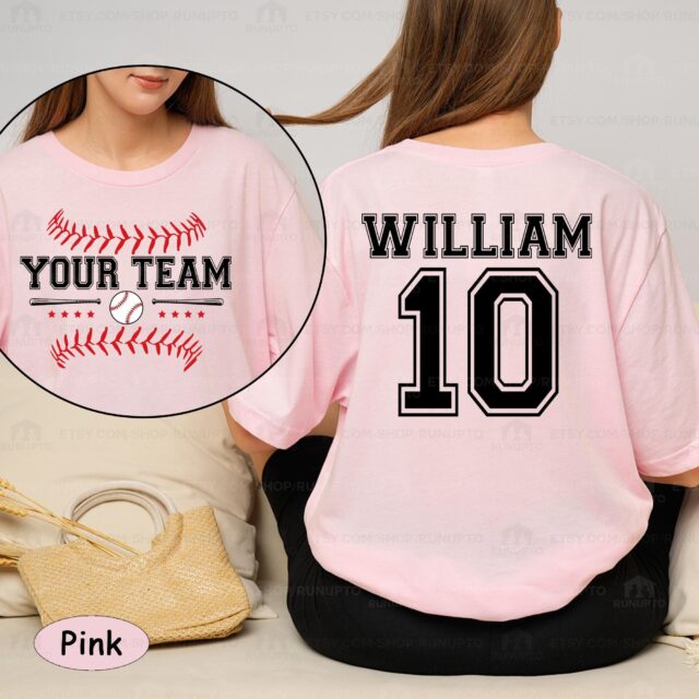 Personalized Baseball Mom Shirt – Custom Team Name & Number Baseball Mama Tee