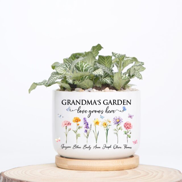Custom Grandma’s Garden Plant Pot – Birth Month Flowers for Mother’s Day Gift