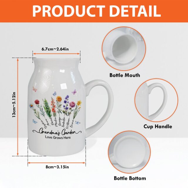 Grandma’s Garden Vase – Custom Birth Month Flowers & Grandkids’ Names for Mother’s Day