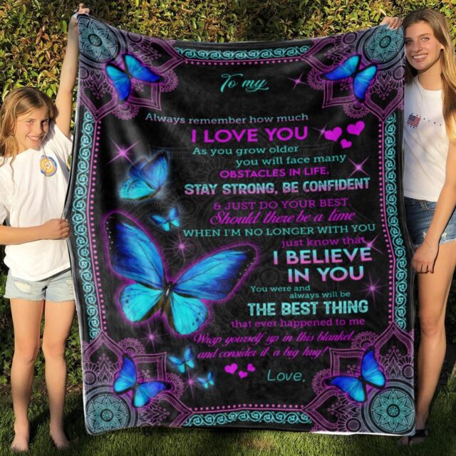 Custom “To My” Blanket – Butterfly Gift for Daughter, Family, and Grandkids