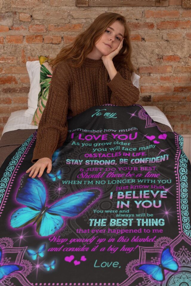 Custom “To My” Blanket – Butterfly Gift for Daughter, Family, and Grandkids