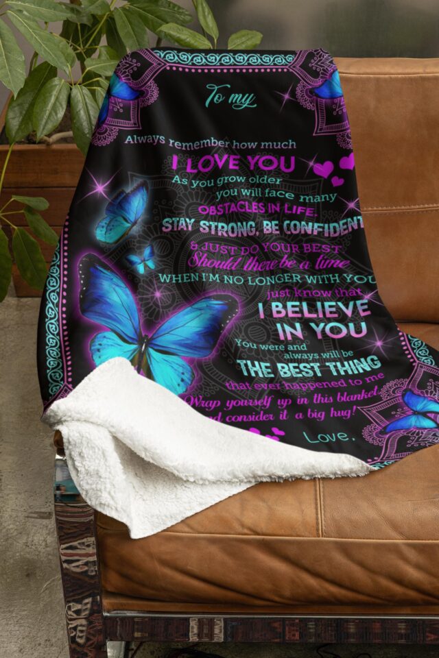 Custom “To My” Blanket – Butterfly Gift for Daughter, Family, and Grandkids