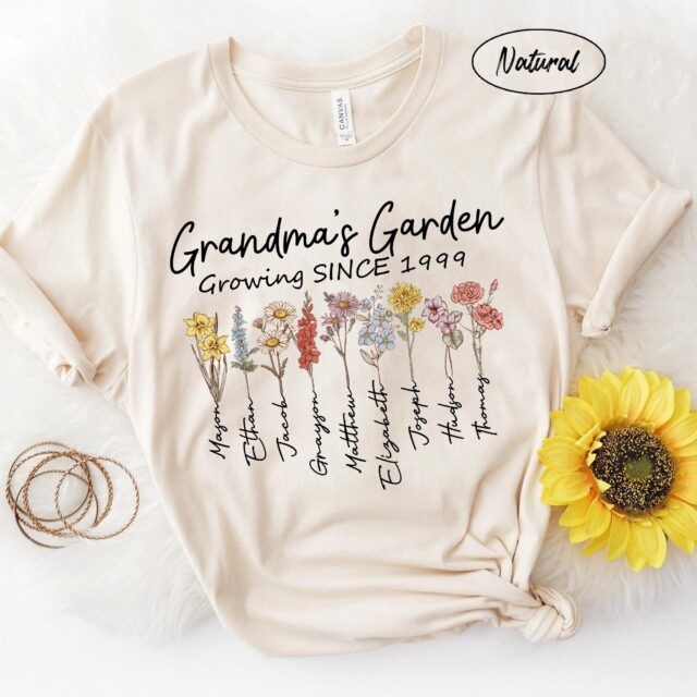 Personalized Grandma’s Garden Shirt – Custom Birth Month Flower Gift for Mimi, Nana, Gigi