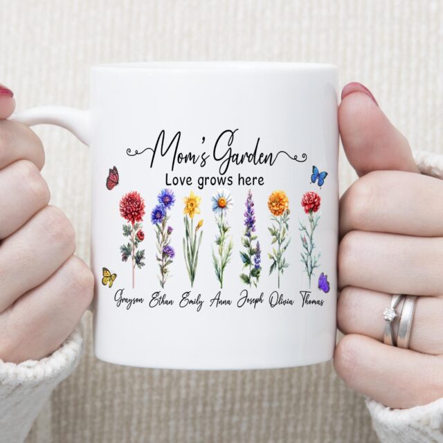 Custom Grandma’s Garden Plant Pot – Birth Month Flowers & Grandkids’ Names for Mother’s Day