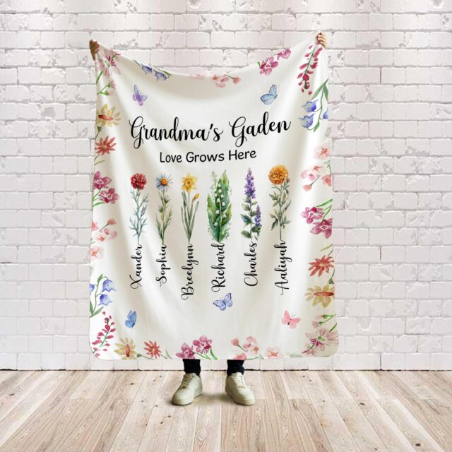 Custom Grandma’s Garden Blanket – Birth Month Flowers & Gifts for Grandma