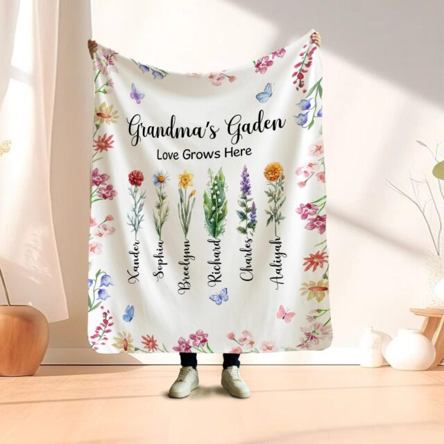 Custom Grandma’s Garden Blanket – Birth Month Flowers & Gifts for Grandma