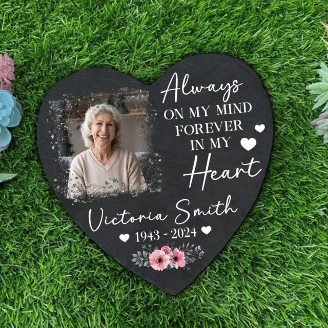 Custom Memorial Stone – Personalized Photo Memorial Stone for Loss of Mother