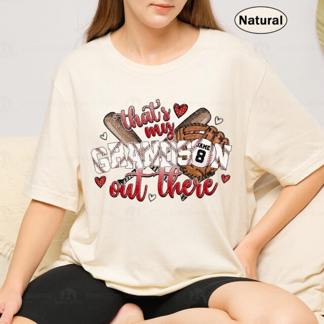 Baseball Grandma & Grandpa Shirt – “That’s My Grandson Out There” for Mother’s Day