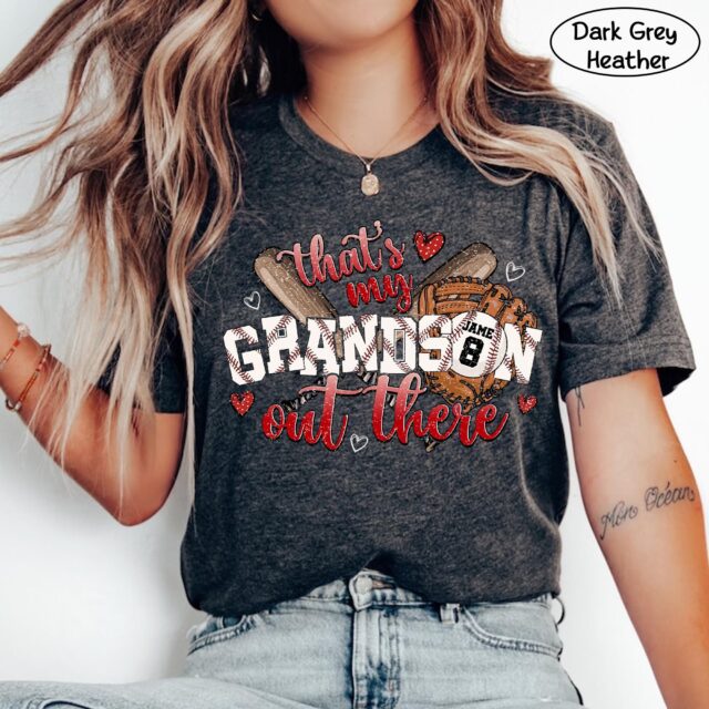 Baseball Grandma & Grandpa Shirt – “That’s My Grandson Out There” for Mother’s Day